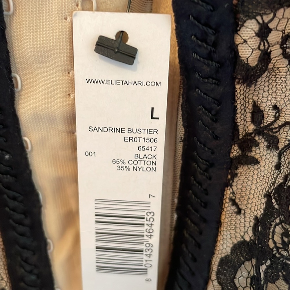 NWT Elie Tahari  Bustier Lace black/beige lining cotton nylon,elastine size L - Picture 10 of 17